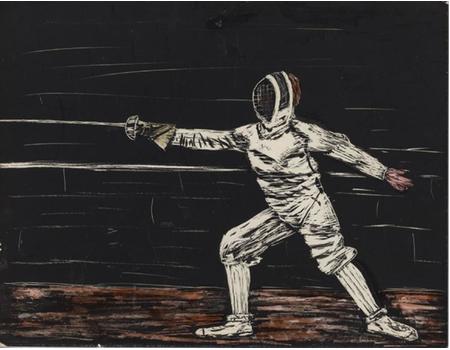 LINOCUT OF A FENCER