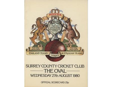 ENGLAND PAST V AUSTRALIA PAST 1980 CRICKET PROGRAMME 
