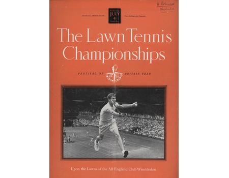 WIMBLEDON CHAMPIONSHIPS 1951 (DAY 9) TENNIS PROGRAMME