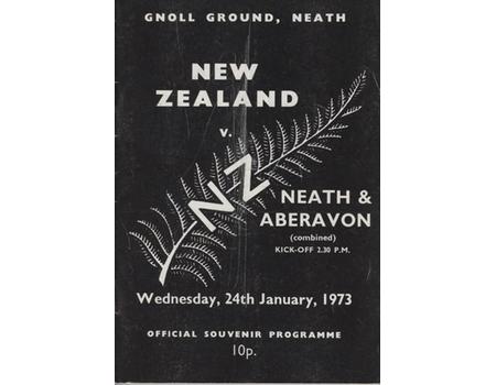 NEATH & ABERAVON V NEW ZEALAND 1973 RUGBY UNION PROGRAMME