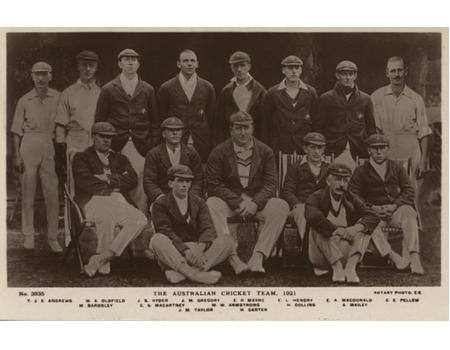 AUSTRALIA 1921 CRICKET POSTCARD