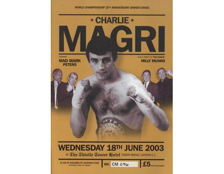 CHARLIE MAGRI - WORLD CHAMPIONSHIP 20TH ANNIVERSARY DINNER DANCE