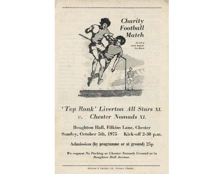 LIVERTON ALL STARS XI V CHESTER NOMADS XI 1975 FOOTBALL PROGRAMME