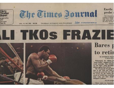 ALI V FRAZIER THRILLA IN MANILA 1975 - LOCAL PHILIPPINES NEWSPAPER