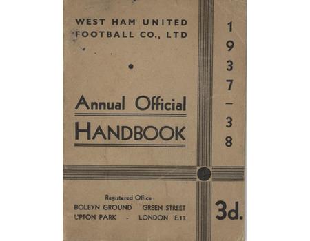 WEST HAM UNITED ANNUAL OFFICIAL HANDBOOK 1937-38