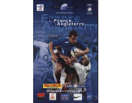 FRANCE V ENGLAND 2004 RUGBY PROGRAMME