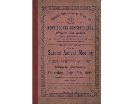 KENT COUNTY CONSTABULARY ATHLETIC CLUB SPORTS 1899 PROGRAMME (CANTERBURY)