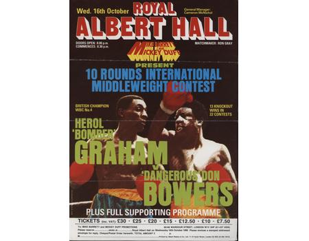 HEROL GRAHAM V DON BOWERS 1985 BOXING POSTER