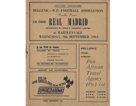 WESTERN PROVINCE V REAL MADRID 1964 FOOTBALL PROGRAMME