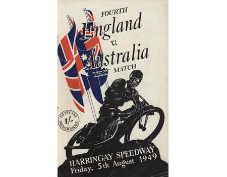ENGLAND V AUSTRALIA 4TH TEST (HARRINGAY) 1949 SPEEDWAY PROGRAMME