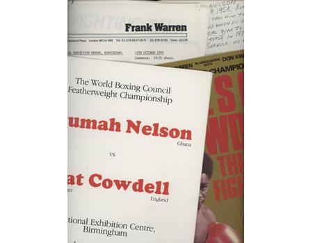 AZUMAH NELSON V PAT COWDELL 1985 PRESS NOTES AND BOXING PROGRAMME