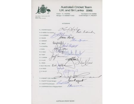AUSTRALIA 1981 CRICKET AUTOGRAPHS