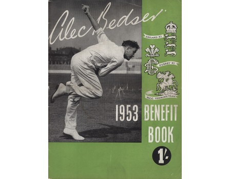 ALEC BEDSER (SURREY) 1953 CRICKET BENEFIT BROCHURE
