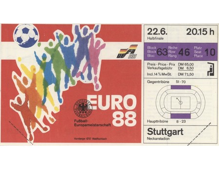 SOVIET UNION V ITALY 1988 (EUROPEAN CHAMPIONSHIPS SEMI-FINAL) FOOTBALL TICKET