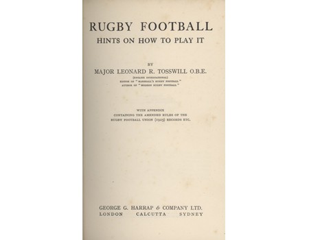 RUGBY FOOTBALL - HINTS ON HOW TO PLAY IT