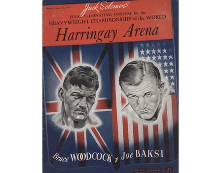 BRUCE WOODCOCK V JOE BAKSI 1947 BOXING PROGRAMME (SIGNED BY BAKSI)