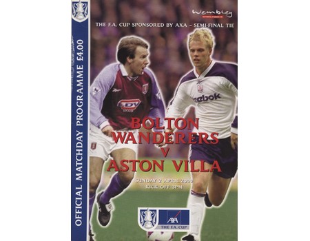 BOLTON WANDERERS V ASTON VILLA  2000 (F.A. CUP SEMI-FINAL) FOOTBALL PROGRAMME
