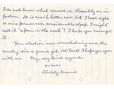  CHRISTY MORRIS (PHILADELPHIANS) 1959 CRICKET LETTER