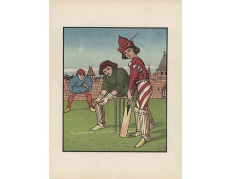 "CRICKET" COLOUR LITHOGRAPH 1872 - BY J.E. ROGERS