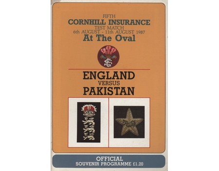 ENGLAND V PAKISTAN 1987 (OVAL) CRICKET PROGRAMME