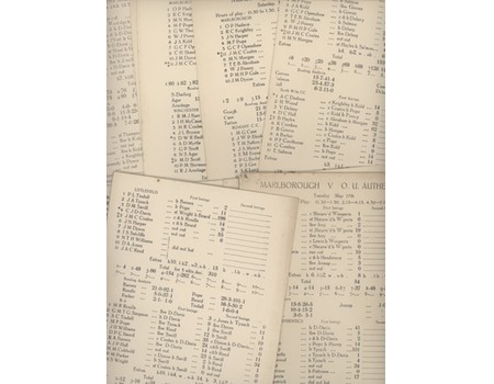 MARLBOROUGH COLLEGE CRICKET SCORECARDS 1948-50 (22 IN TOTAL)