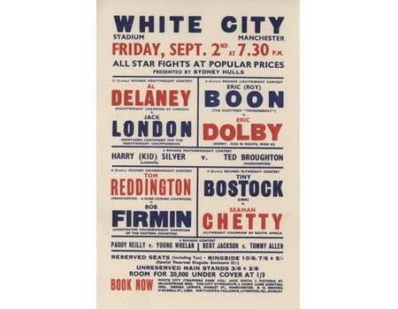 AL DELANEY V JACK LONDON 1938 BOXING FLYER POSTER