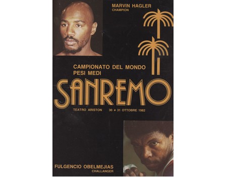 MARVIN HAGLER V FULGENCIO OBELMEJIAS 1982 BOXING PROGRAMME