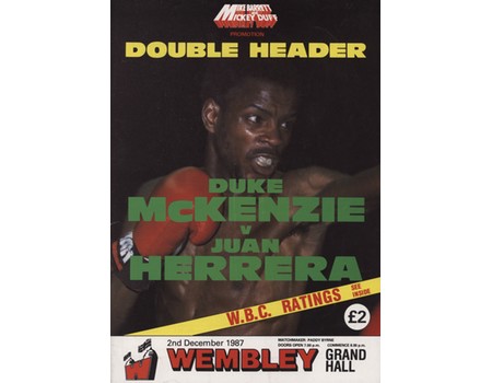 DUKE MCKENZIE V JUAN HERRERA 1987 BOXING PROGRAMME