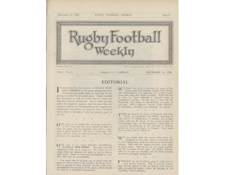 RUGBY FOOTBALL WEEKLY - VOLUME I (1928-29)