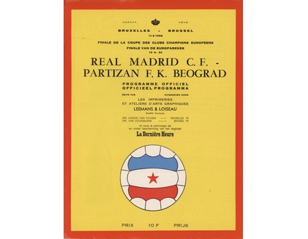 REAL MADRID V PARTIZAN BELGRADE 1966 (EUROPEAN CUP FINAL) FOOTBALL PROGRAMME