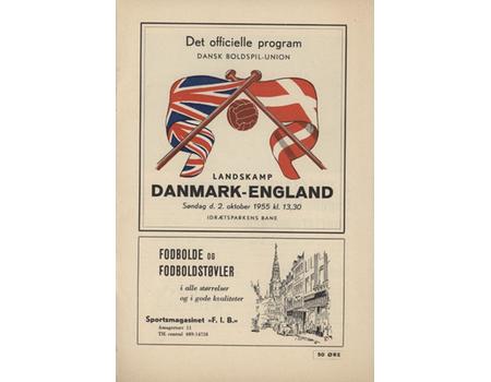 DENMARK V ENGLAND 1955 FOOTBALL PROGRAMME