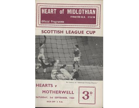 HEARTS V MOTHERWELL 1960 FOOTBALL PROGRAMME
