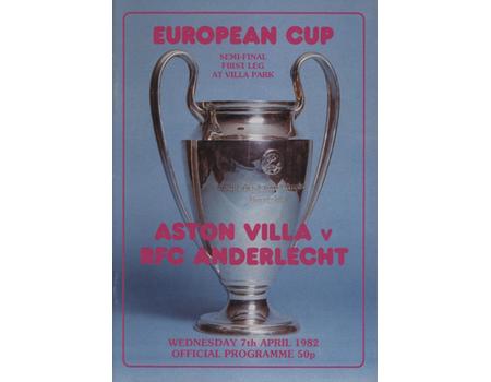 ASTON VILLA V ANDERLECHT 1981-82 (EUROPEAN CUP SEMI-FINAL) FOOTBALL PROGRAMME