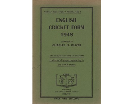 CRICKET BOOK SOCIETY PAMPHLET NO.1 - ENGLISH CRICKET FORM 1948