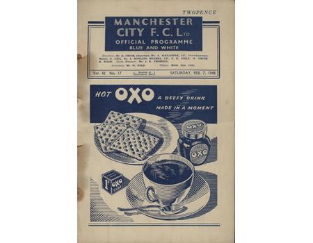 MANCHESTER CITY V PRESTON NORTH END 1948 FOOTBALL PROGRAMME