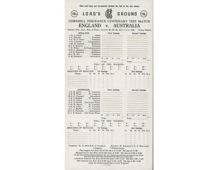 ENGLAND V AUSTRALIA 1980 (LORD