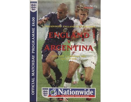 ENGLAND V ARGENTINA 2000 FOOTBALL PROGRAMME