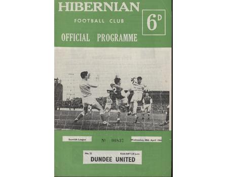 HIBERNIAN V DUNDEE UNITED 1965-66 FOOTBALL PROGRAMME
