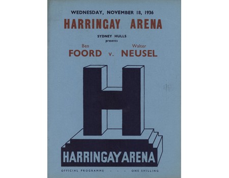 BEN FOORD V WALTER NEUSEL 1936 BOXING PROGRAMME