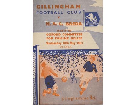 GILLINGHAM  V N.A.C. BREDA 1961 FOOTBALL PROGRAMME