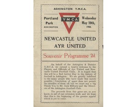 NEWCASTLE UNITED V AYR UNITED (ASHINGTON) 1949-50 FOOTBALL PROGRAMME