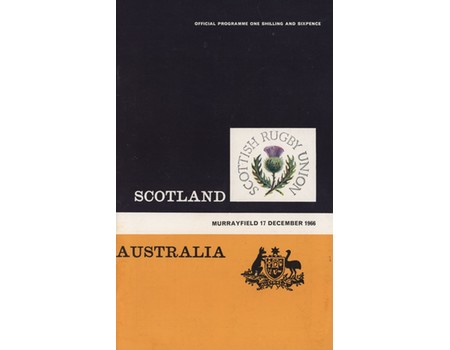SCOTLAND V AUSTRALIA 1966 RUGBY UNION PROGRAMME
