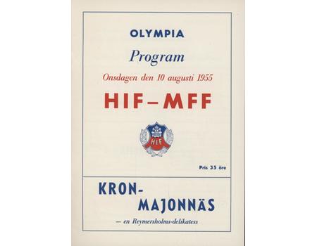 HELSINGBORGS V MALMO 1955-56 MATCH PROGRAMME
