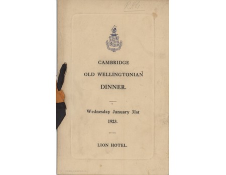 CAMBRIDGE OLD WELLINGTONIANS 1923 SIGNED DINNER MENU