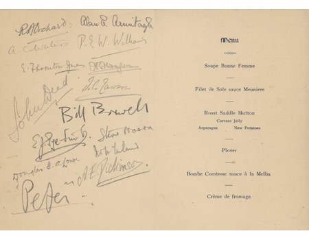 PEMBROKE COLLEGE ATHLETIC CLUB 1923 SIGNED MENU