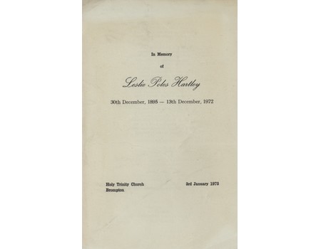 SERVICE OF THANKSGIVING FOR THE LIFE OF L.P. HARTLEY 1895-1972