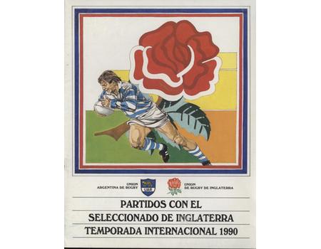 ARGENTINA V ENGLAND 1990 RUGBY UNION PROGRAMME (FIRST TEST)