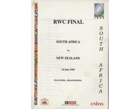 RUGBY WORLD CUP FINAL 1995 - SOUTH AFRICA VS. NEW ZEALAND (SOUTH AFRICA PRESS NOTES)