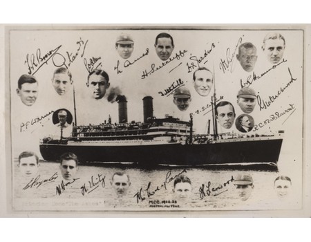 ENGLAND TO AUSTRALIA 1932-33 (BODYLINE SERIES) CRICKET POSTCARD