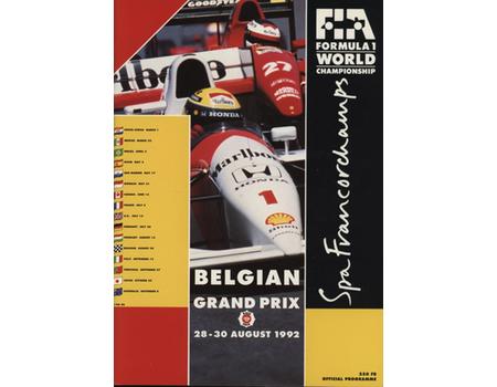 BELGIAN GRAND PRIX 1992 OFFICIAL PROGRAMME (SCHUMACHER